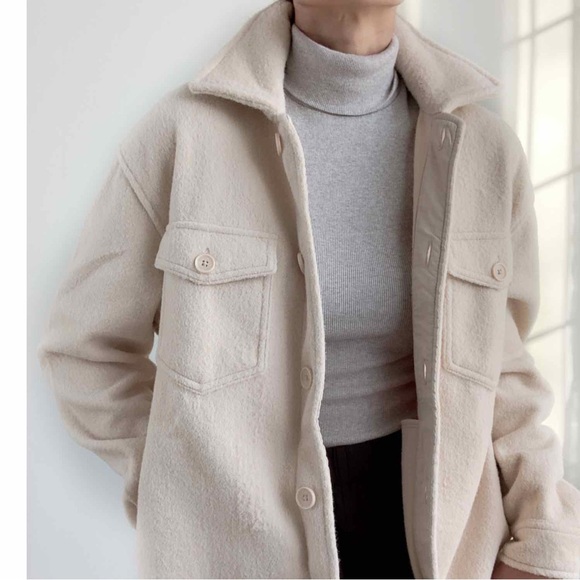 CHICBOMB Jackets & Blazers - Cozy Fleece Shacket with pockets- ECRU